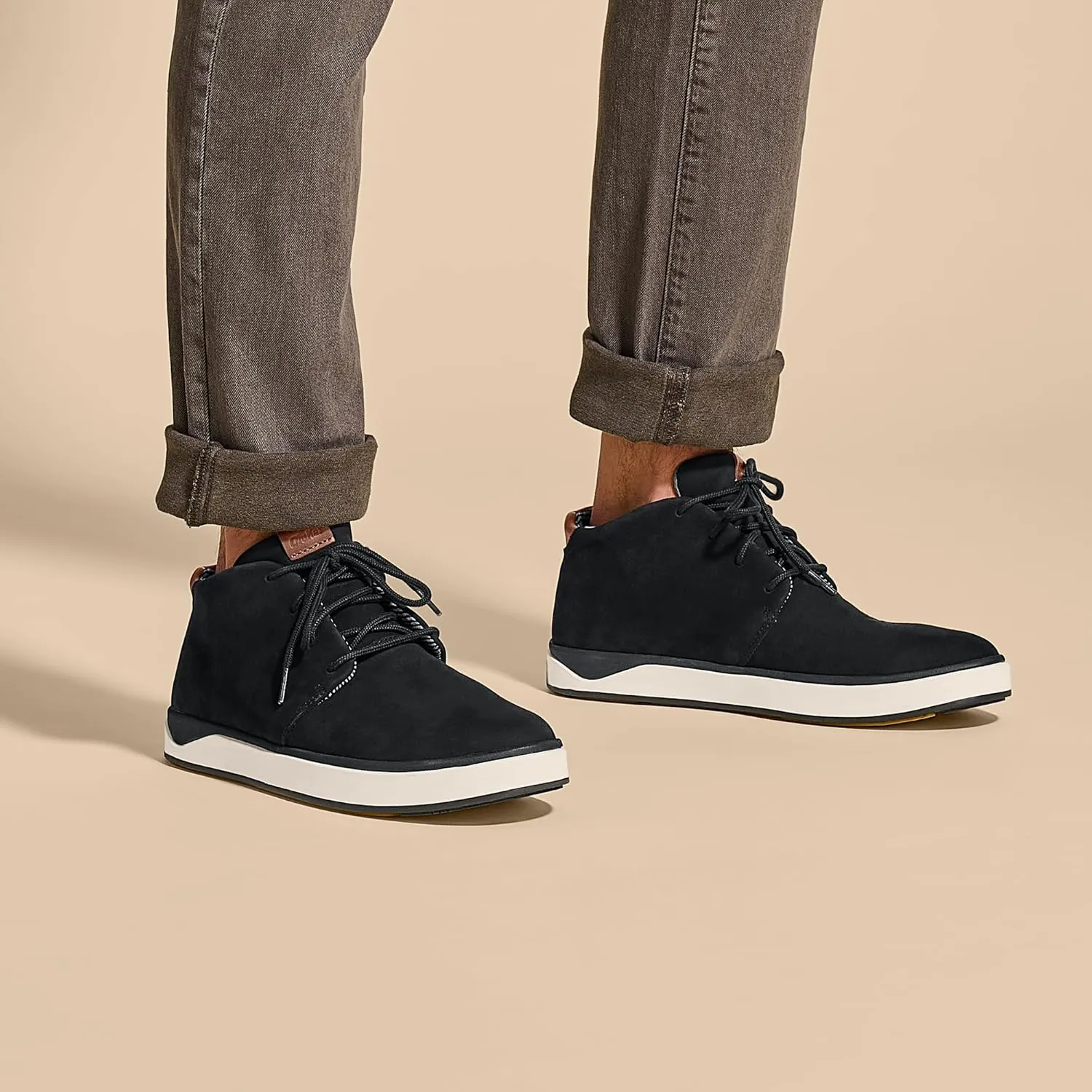 OLUKAI Papaku 'Ili Men's Boots, Durable Waterproof Leather, Cozy Quilted Lining, All-Day Underfoot Cushion