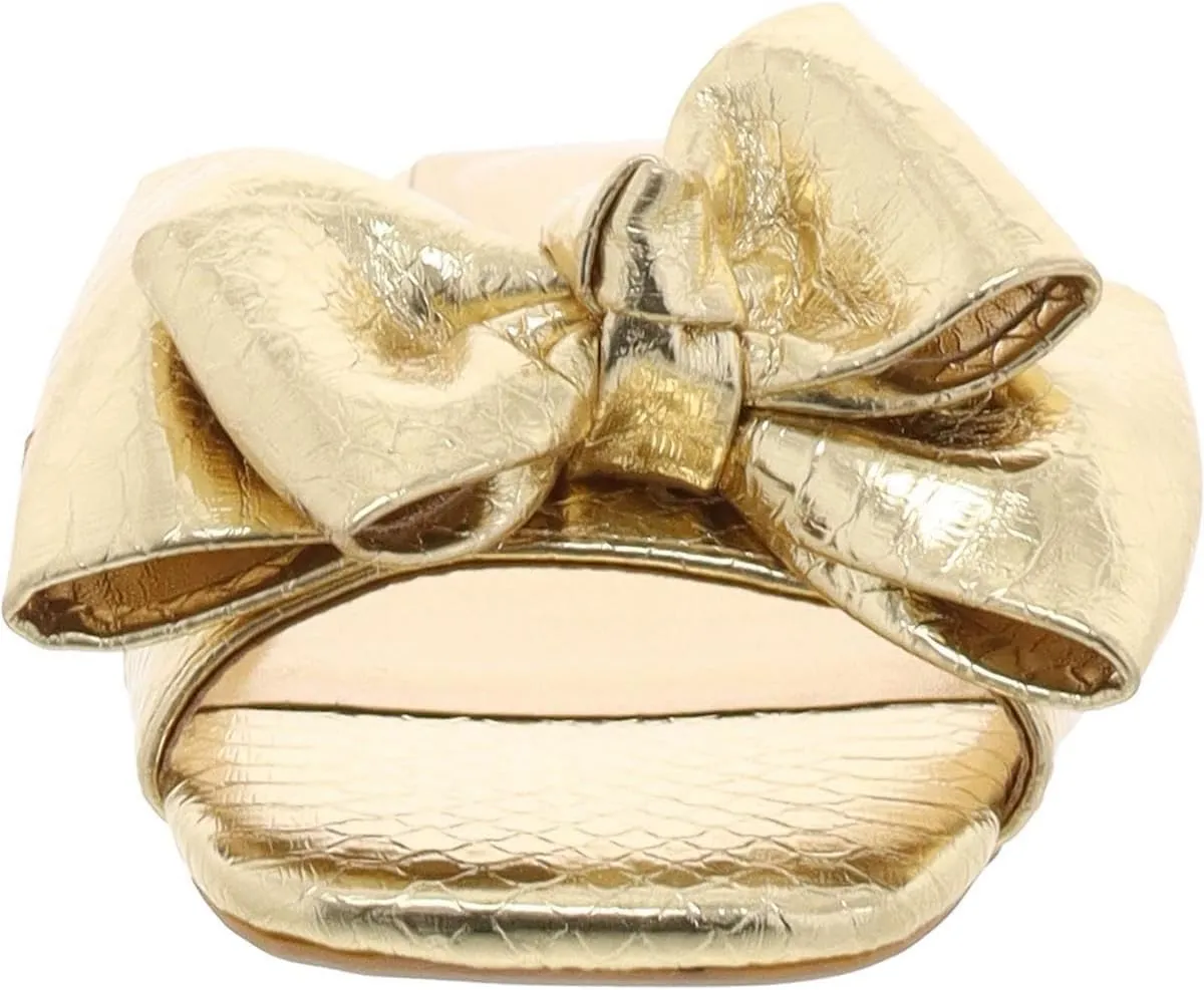 On 34th Womens JAZMINN Faux Leather Bow Slide Sandals