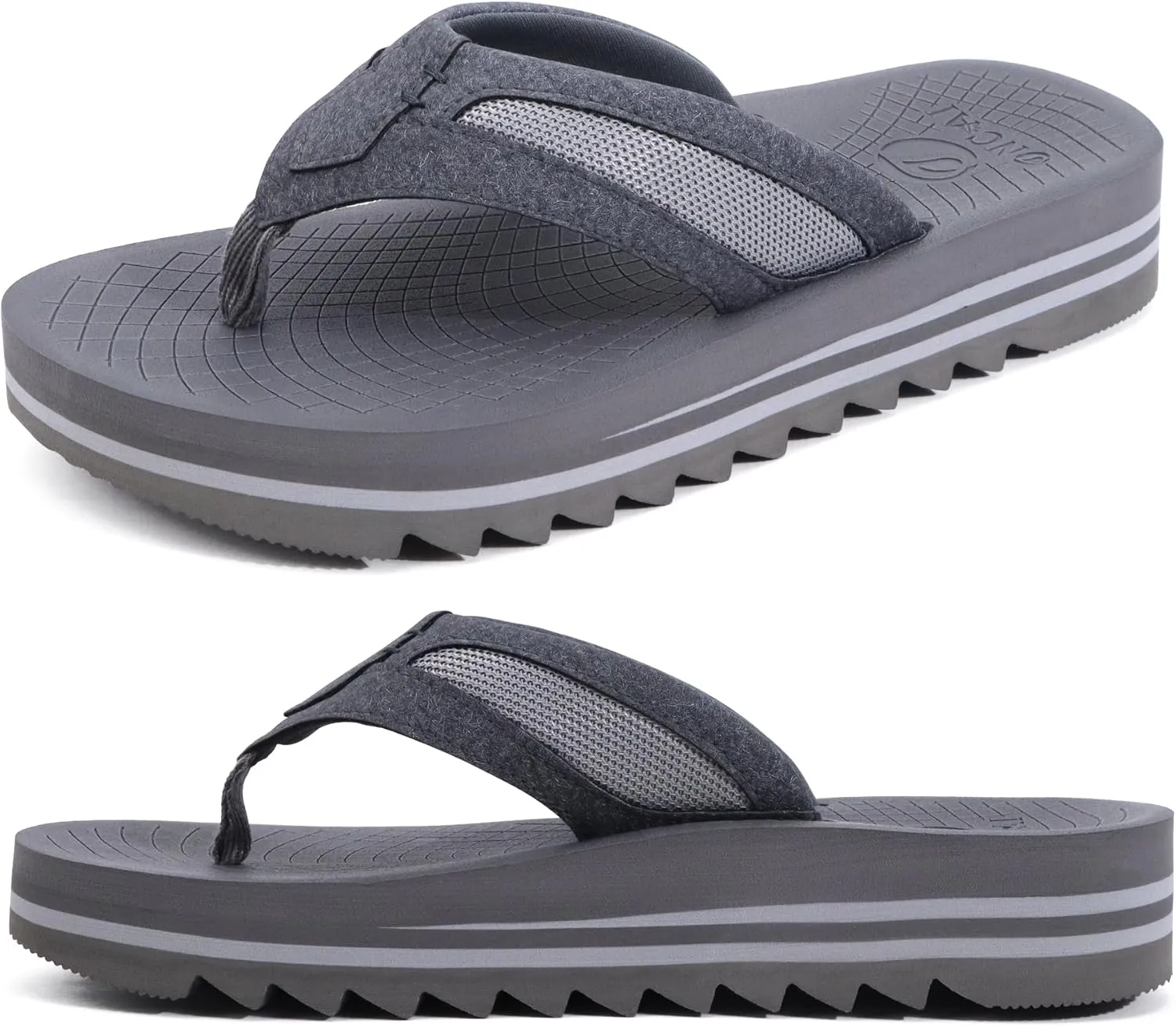 ONCAI Men's Flip Flops with Arch Support Orthotic Cushion Recovery Walking Slide Sandals for Men with Platform Summer Comfortable Soft Rubber Soles（US Size 7-15）