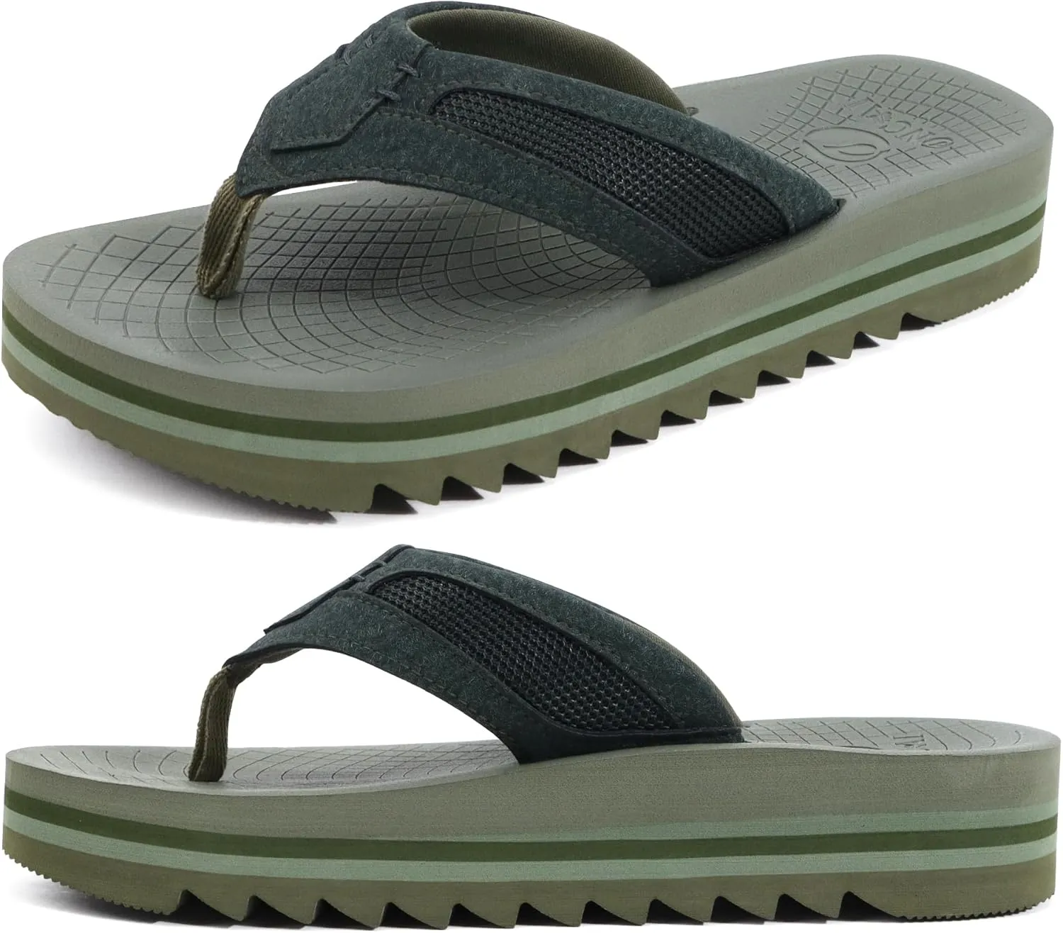 ONCAI Men's Flip Flops with Arch Support Orthotic Cushion Recovery Walking Slide Sandals for Men with Platform Summer Comfortable Soft Rubber Soles（US Size 7-15）