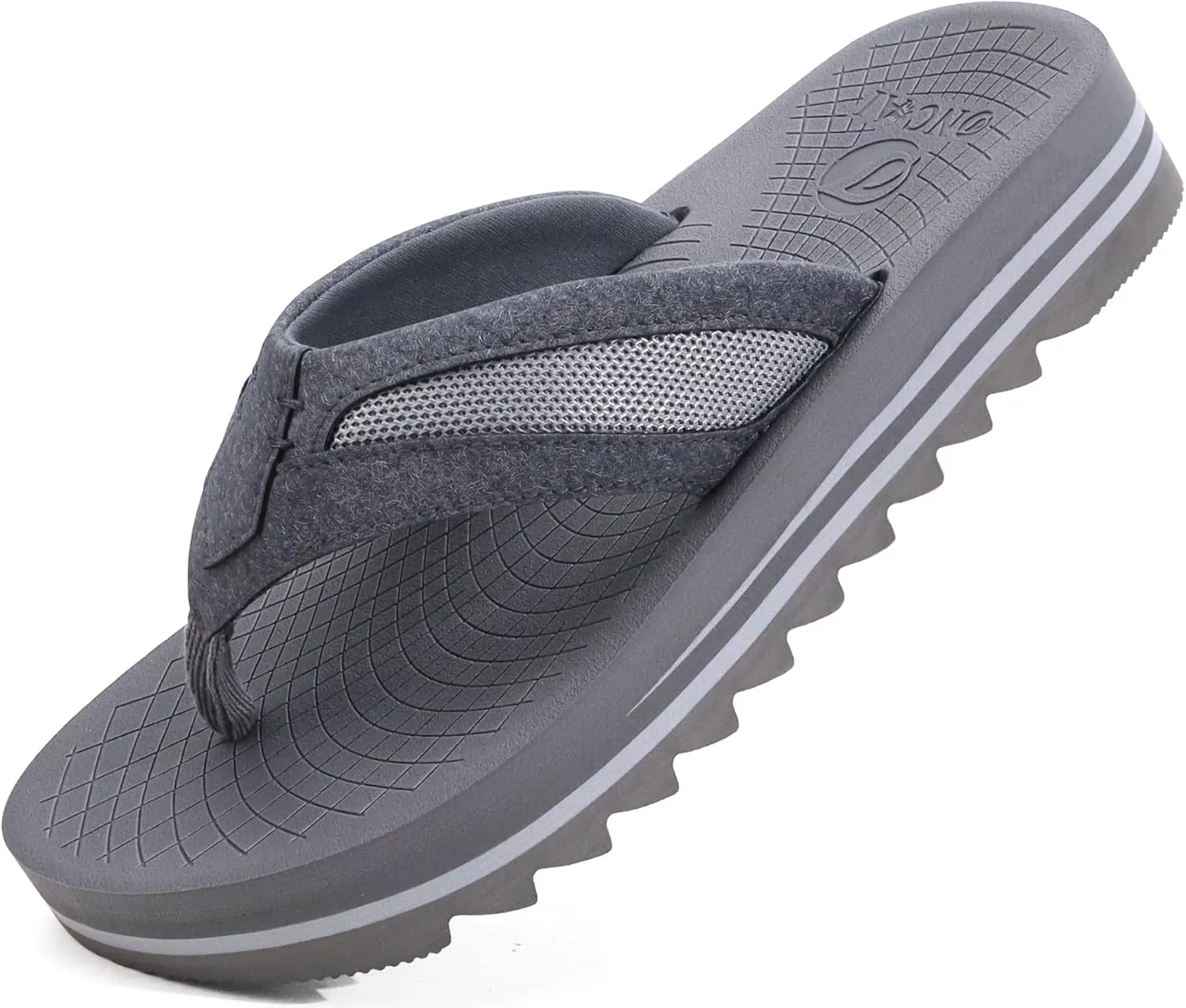 ONCAI Men's Flip Flops with Arch Support Orthotic Cushion Recovery Walking Slide Sandals for Men with Platform Summer Comfortable Soft Rubber Soles（US Size 7-15）