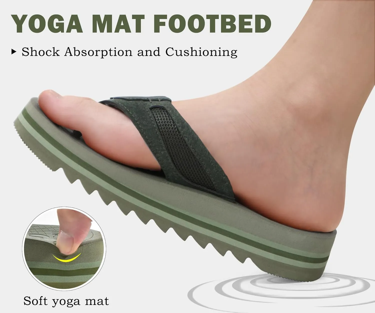 ONCAI Men's Flip Flops with Arch Support Orthotic Cushion Recovery Walking Slide Sandals for Men with Platform Summer Comfortable Soft Rubber Soles（US Size 7-15）
