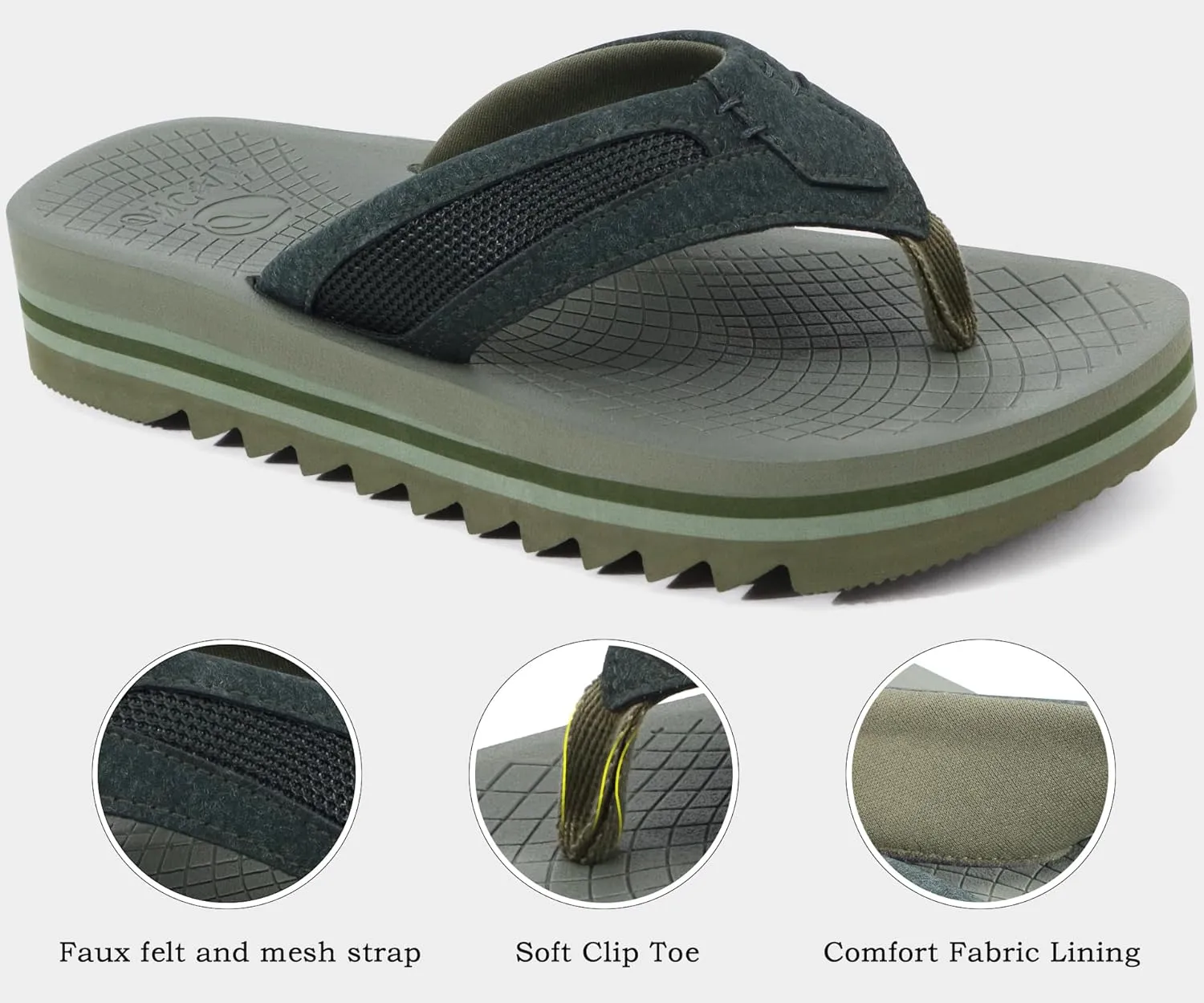 ONCAI Men's Flip Flops with Arch Support Orthotic Cushion Recovery Walking Slide Sandals for Men with Platform Summer Comfortable Soft Rubber Soles（US Size 7-15）