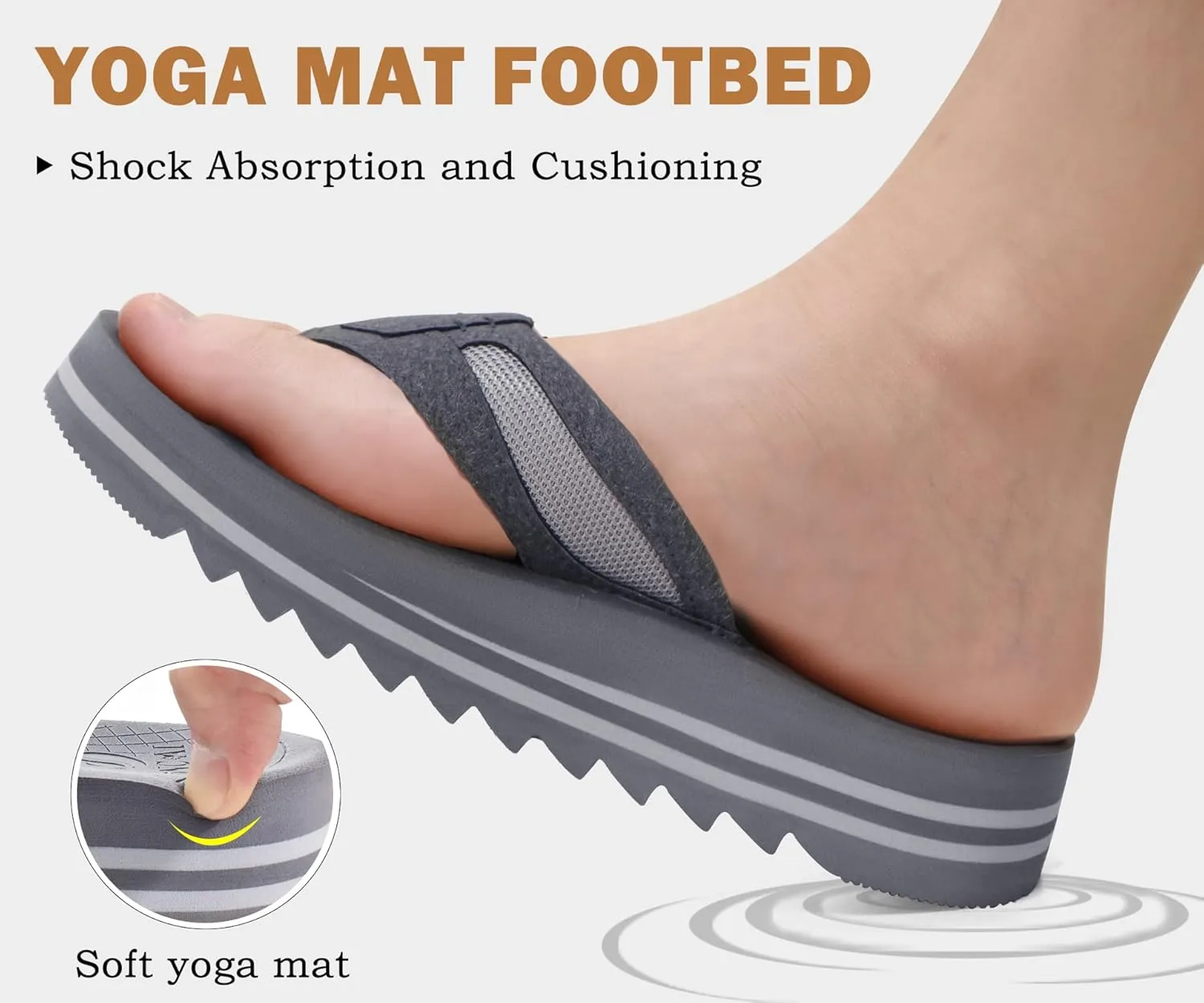 ONCAI Men's Flip Flops with Arch Support Orthotic Cushion Recovery Walking Slide Sandals for Men with Platform Summer Comfortable Soft Rubber Soles（US Size 7-15）