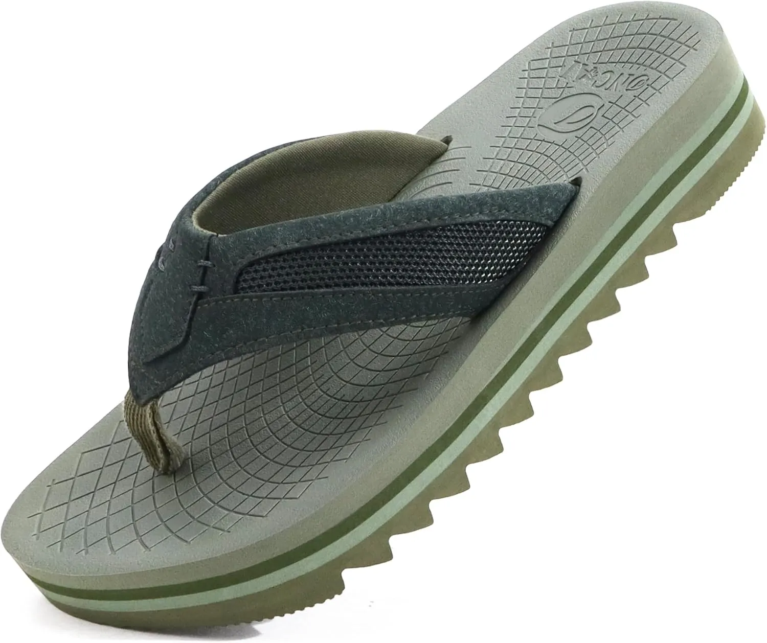 ONCAI Men's Flip Flops with Arch Support Orthotic Cushion Recovery Walking Slide Sandals for Men with Platform Summer Comfortable Soft Rubber Soles（US Size 7-15）