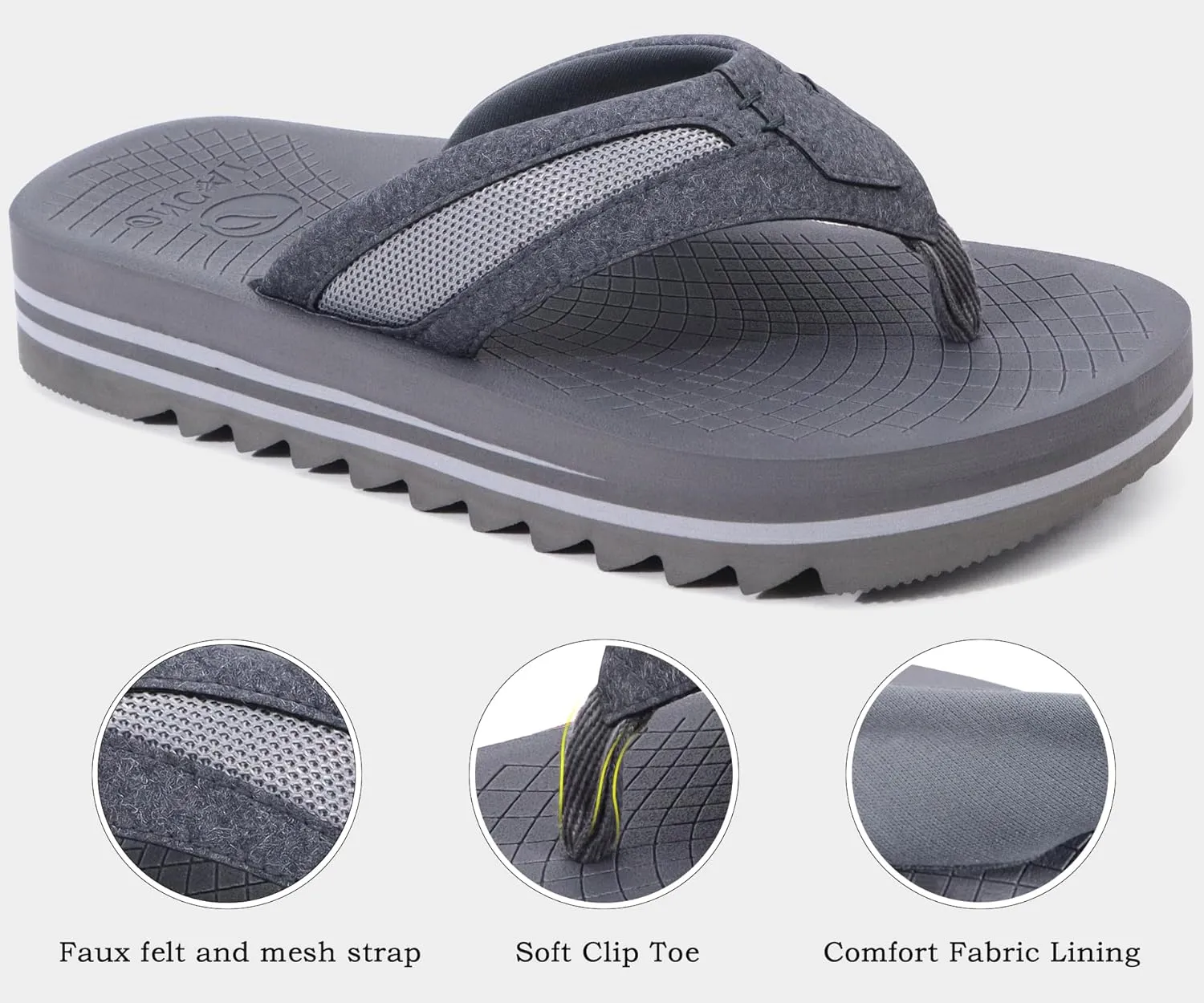 ONCAI Men's Flip Flops with Arch Support Orthotic Cushion Recovery Walking Slide Sandals for Men with Platform Summer Comfortable Soft Rubber Soles（US Size 7-15）