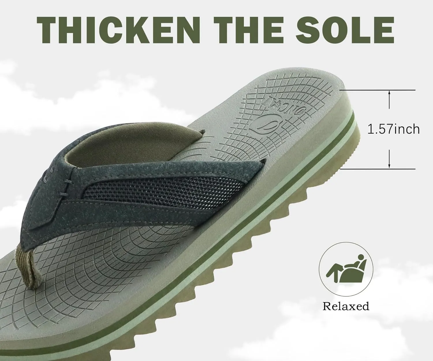 ONCAI Men's Flip Flops with Arch Support Orthotic Cushion Recovery Walking Slide Sandals for Men with Platform Summer Comfortable Soft Rubber Soles（US Size 7-15）