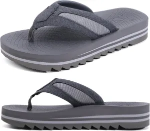 ONCAI Men's Flip Flops with Arch Support Orthotic Cushion Recovery Walking Slide Sandals for Men with Platform Summer Comfortable Soft Rubber Soles（US Size 7-15）