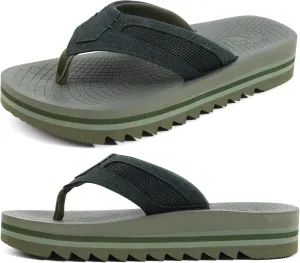 ONCAI Men's Flip Flops with Arch Support Orthotic Cushion Recovery Walking Slide Sandals for Men with Platform Summer Comfortable Soft Rubber Soles（US Size 7-15）