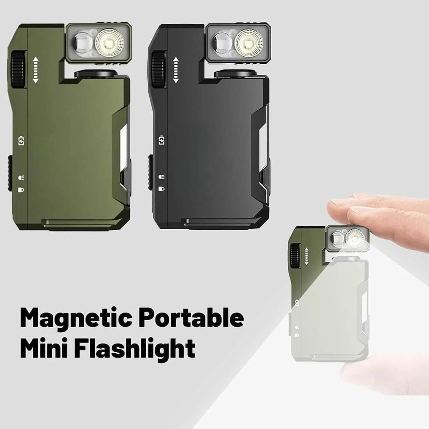 Orgonite G5 Rechargeable EDC Flashlight, 400 Lumens Portable Flat Mini Flashlights, 180° Rotation Magnetic Keychain Flashlight, Mini Portable Design for Outdoor, Emergency & Daily Carry (Green-2pcs)