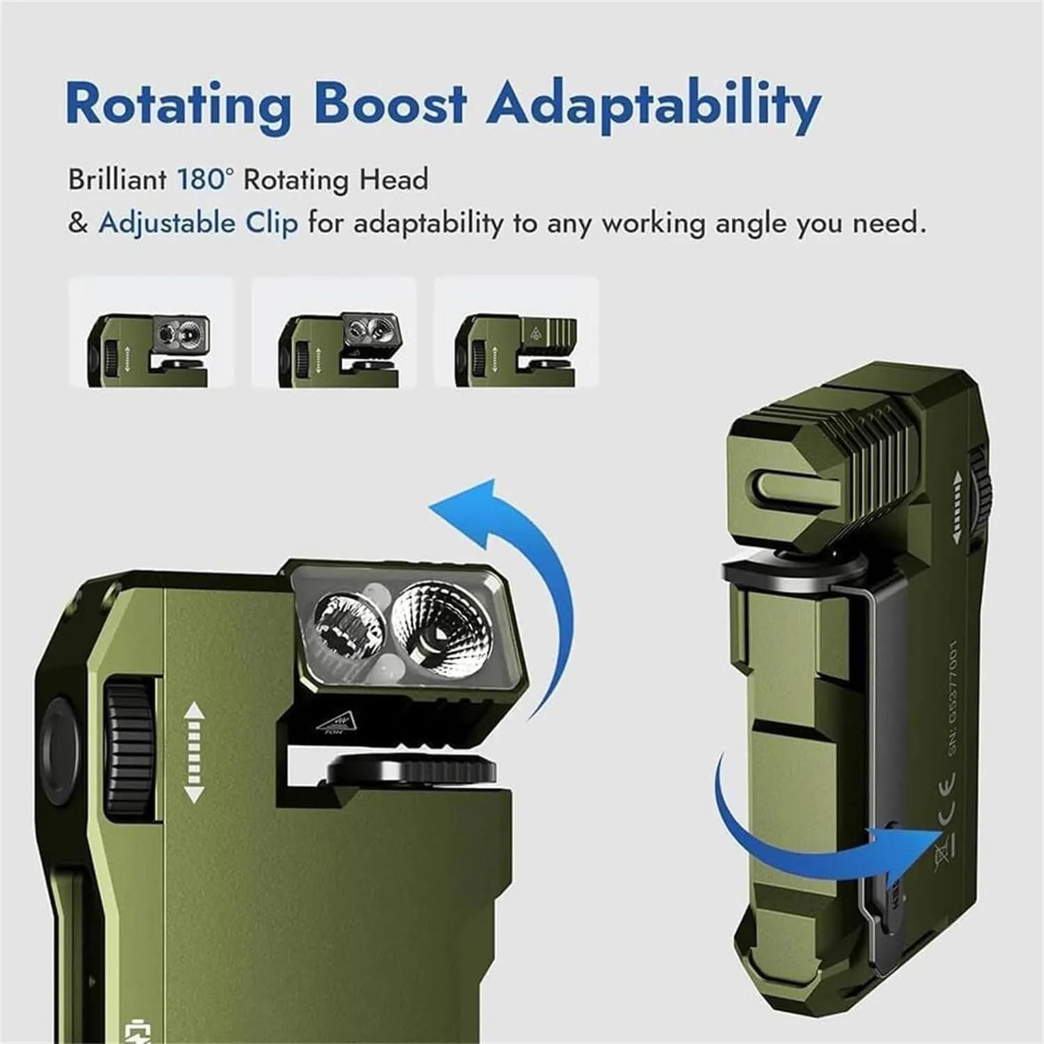 Orgonite G5 Rechargeable EDC Flashlight, 400 Lumens Portable Flat Mini Flashlights, 180° Rotation Magnetic Keychain Flashlight, Mini Portable Design for Outdoor, Emergency & Daily Carry (Green-2pcs)
