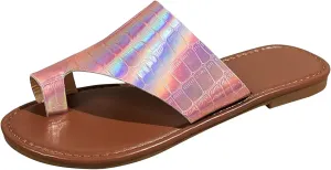Orthopedic Sandals for Women Split-Toe Flat Slide Slippers Arch Support Flip Flop Sandals Summer Comfort Casual Beach Shoes