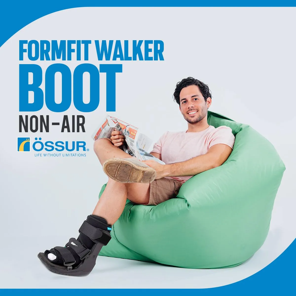 Ossur Formfit Walker Boot (Non-Air) - Medical Grade Immobilization for Strains, Sprains & Stable Fractures | Breathable Material (Low Top, Large)