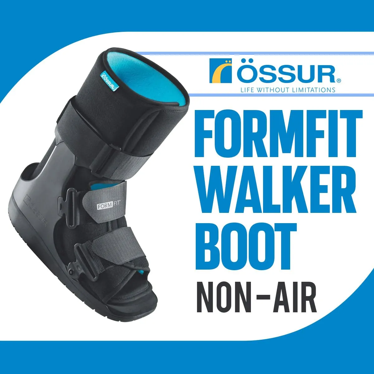 Ossur Formfit Walker Boot (Non-Air) - Medical Grade Immobilization for Strains, Sprains & Stable Fractures | Breathable Material (Low Top, Large)