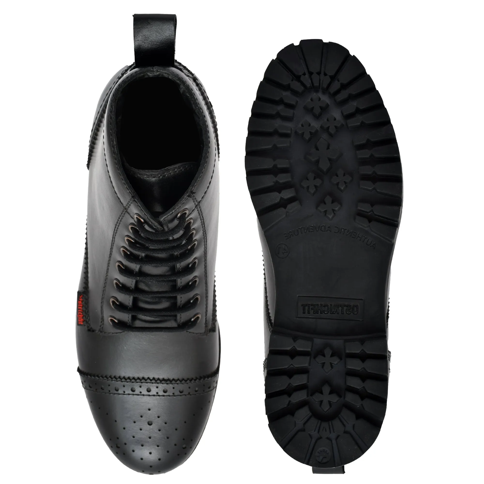 OstrichFit Men's handmade lace-up ankle boots in Black leather Art OF-6535