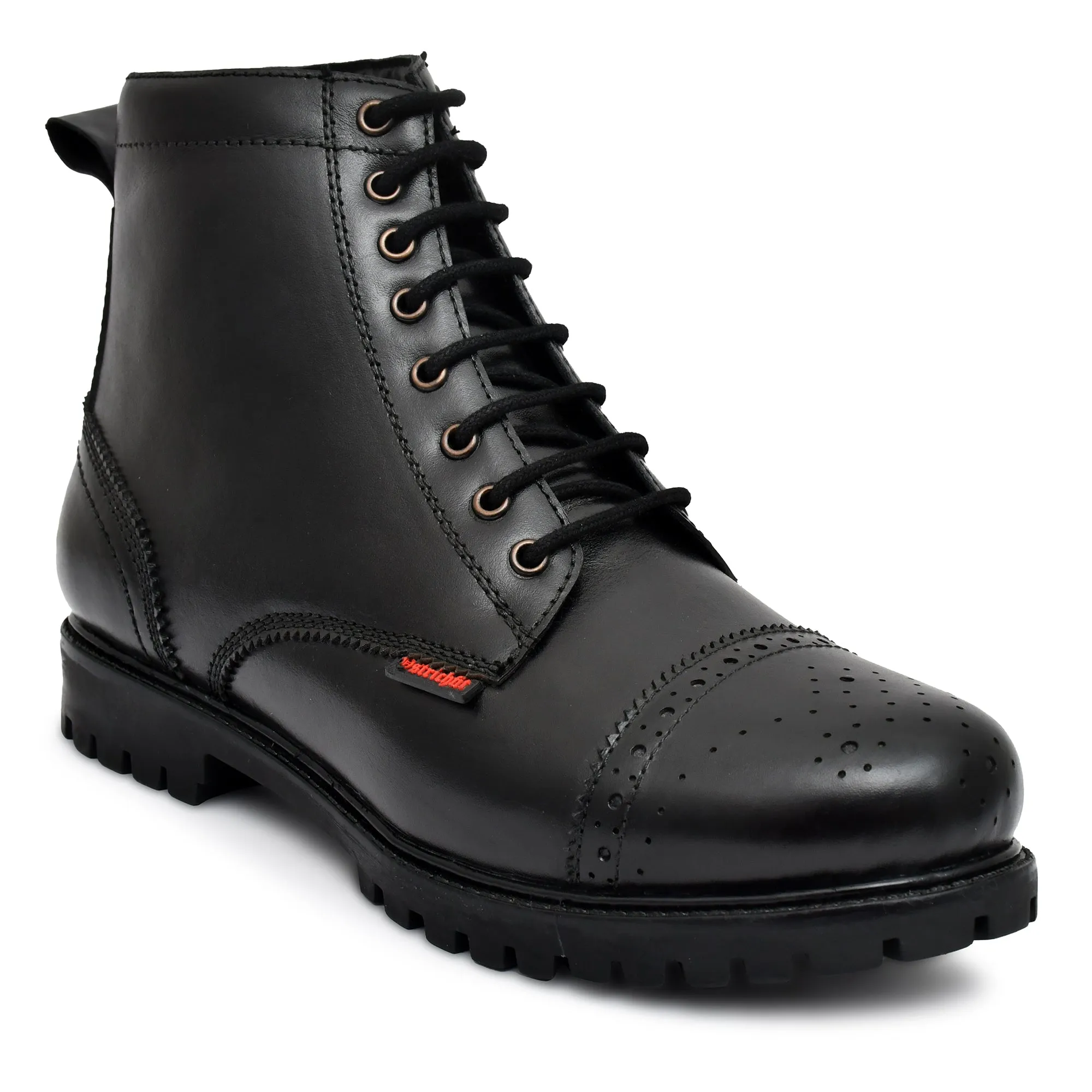 OstrichFit Men's handmade lace-up ankle boots in Black leather Art OF-6535