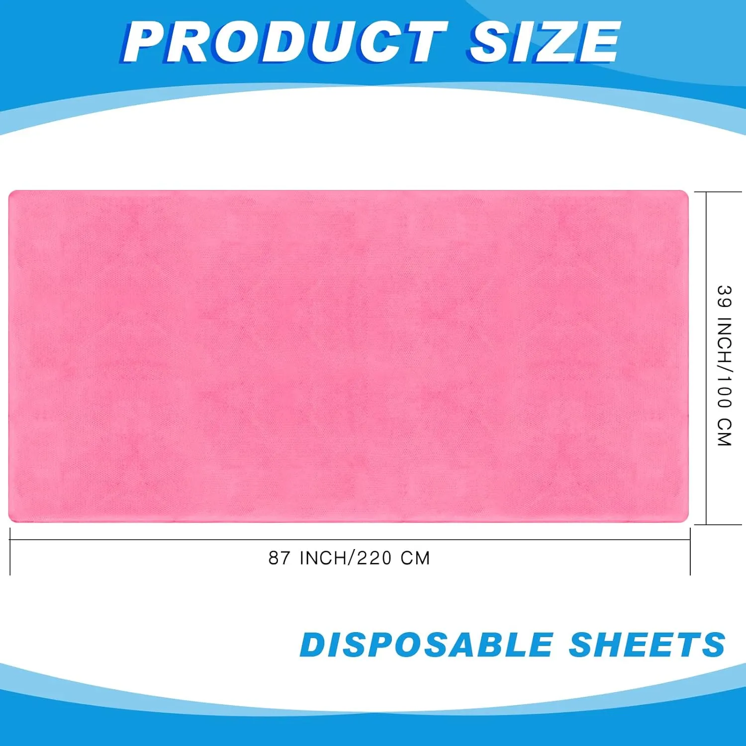 Oudain 50 Pcs 39 x 87'' Disposable Fitted Sheets with Elastic, Disposable Massage Bed Sheets Covers for Spa Beauty Salon Waterproof Oilproof(Pink)