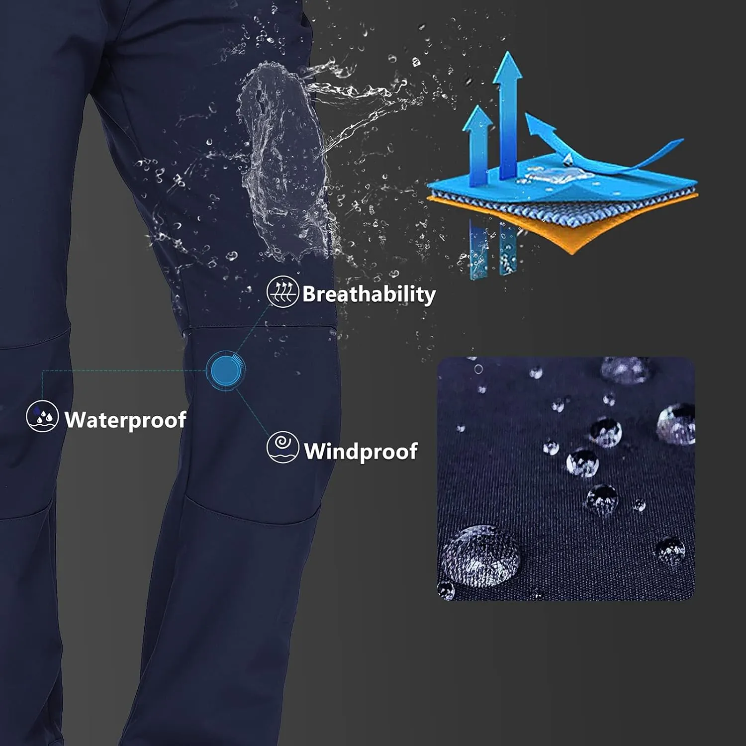 Outdoor Ventures Women's Snow Pants Waterproof Windproof Outdoor Fleece Lined Softshell Insulated Ski Pants with Boot Gaiters