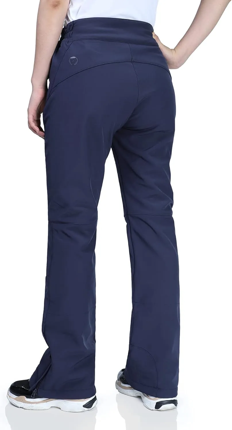 Outdoor Ventures Women's Snow Pants Waterproof Windproof Outdoor Fleece Lined Softshell Insulated Ski Pants with Boot Gaiters