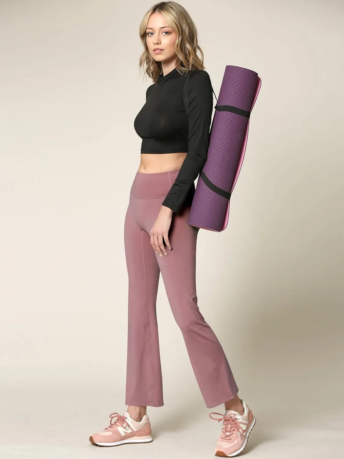 Peached Seamless Front & Side Leggings with Inner Pocket Ankle Boot Cut Yoga Pants