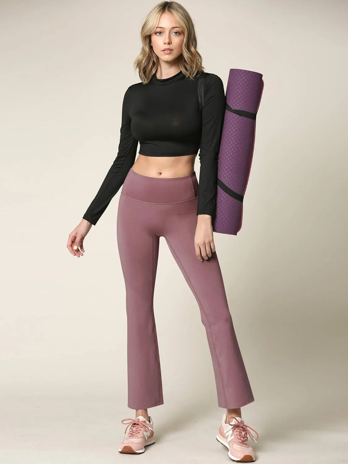 Peached Seamless Front & Side Leggings with Inner Pocket Ankle Boot Cut Yoga Pants