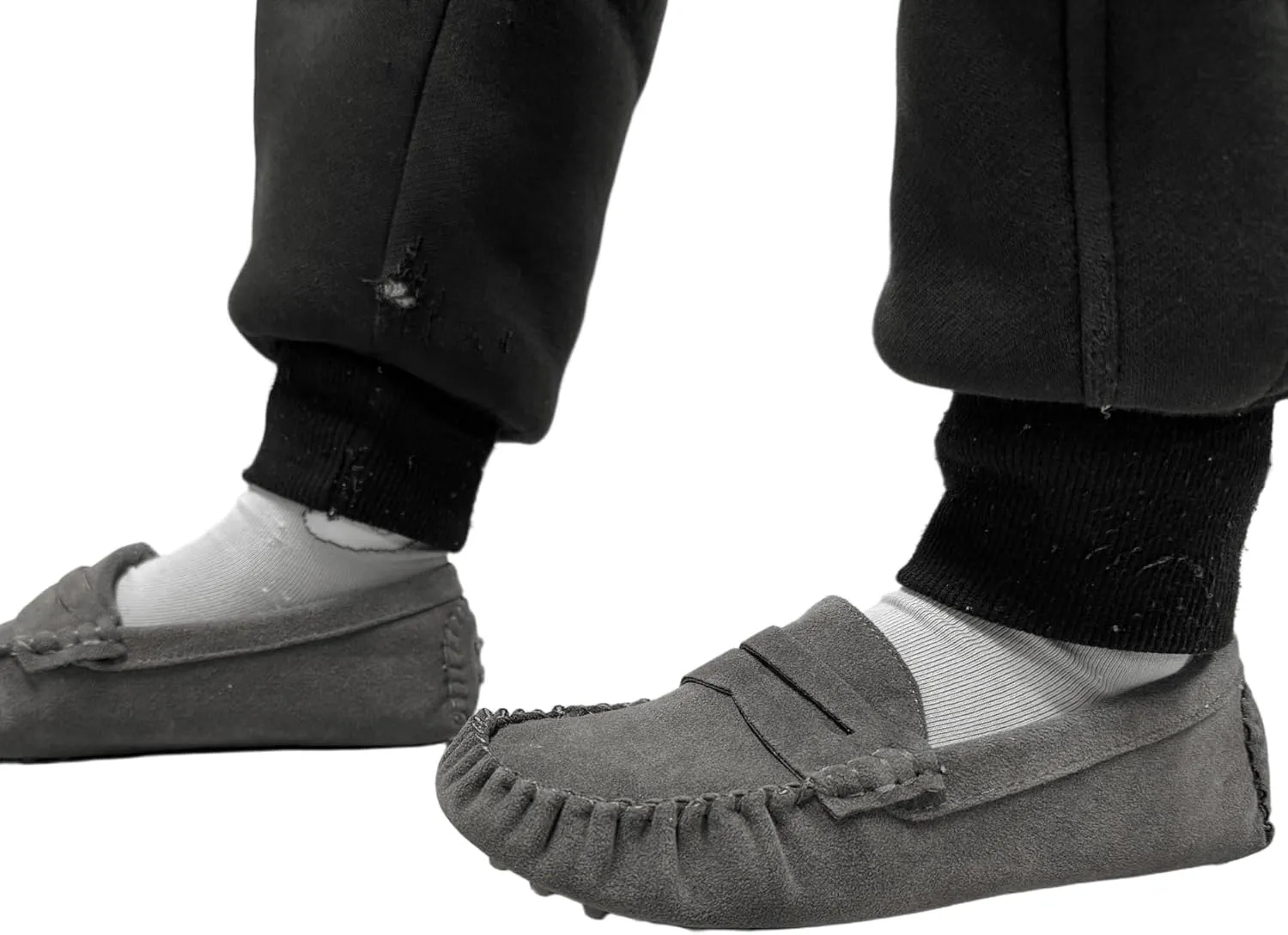 Penny Loafers for Little Kids Square Moc Toe Stiching Slip on Faux Suede Flexiable Rubber Sole Flat Heel Toddler's Moccasins One Size Smaller