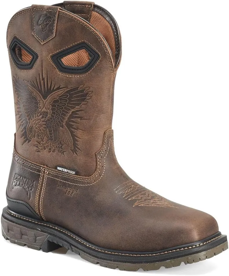 PHANTOM RIDER Composite Toe Waterproof Roper - Eagle Emb Men's Durable Leather Boot with Slip-Resistant Outsole Work Boot