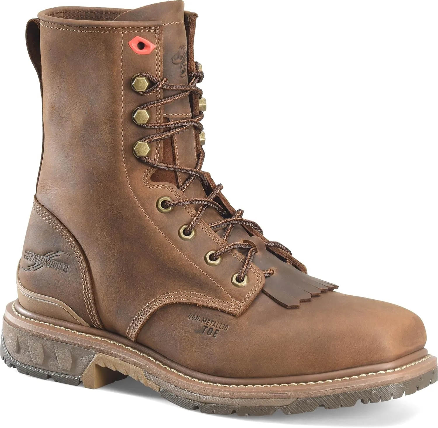 PHANTOM RIDER Men's Dailor 8” Wide Square Composite Toe Lacer Work Boots with Dual-Density Comfort Footbed & Oil- and Slip-Resistant Outsole, Brown - 11 D