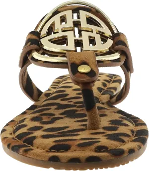 Pierre Dumas Women's Medallion Vegan Slide Thong Flip Flop Flat Sandal