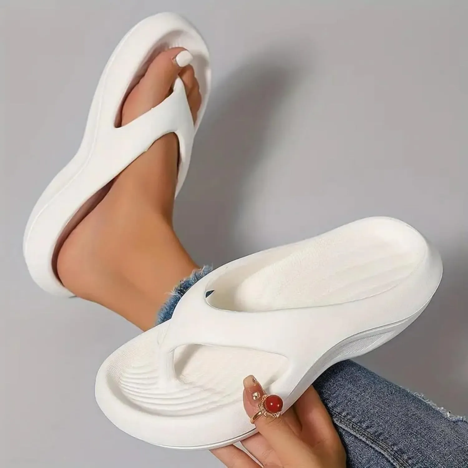 Pillow Arch Support Flip Flops for Women Men, Summer Non-slip Slippers Comfort Lightweight Walking Sandals Beach Shoes