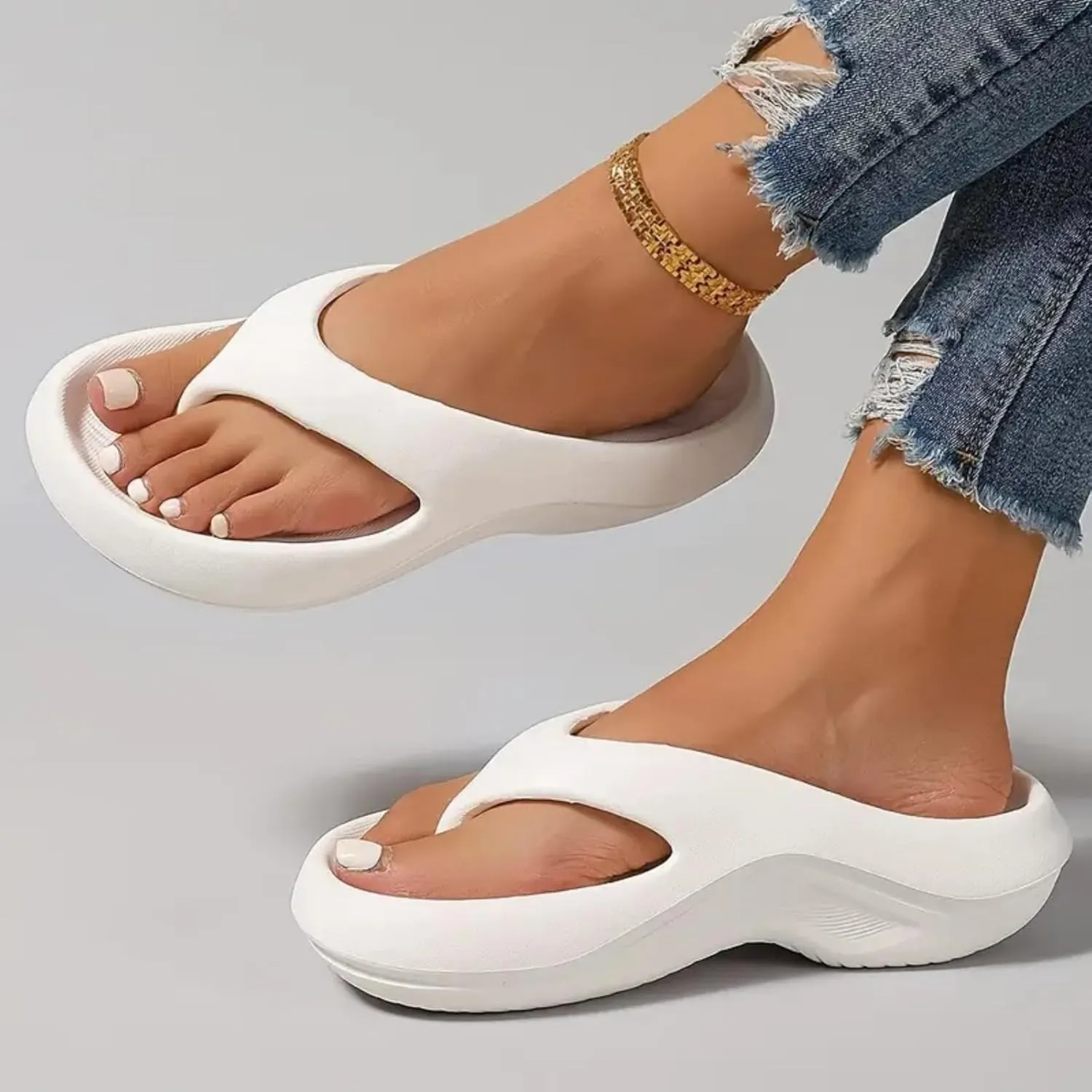 Pillow Arch Support Flip Flops for Women Men, Summer Non-slip Slippers Comfort Lightweight Walking Sandals Beach Shoes