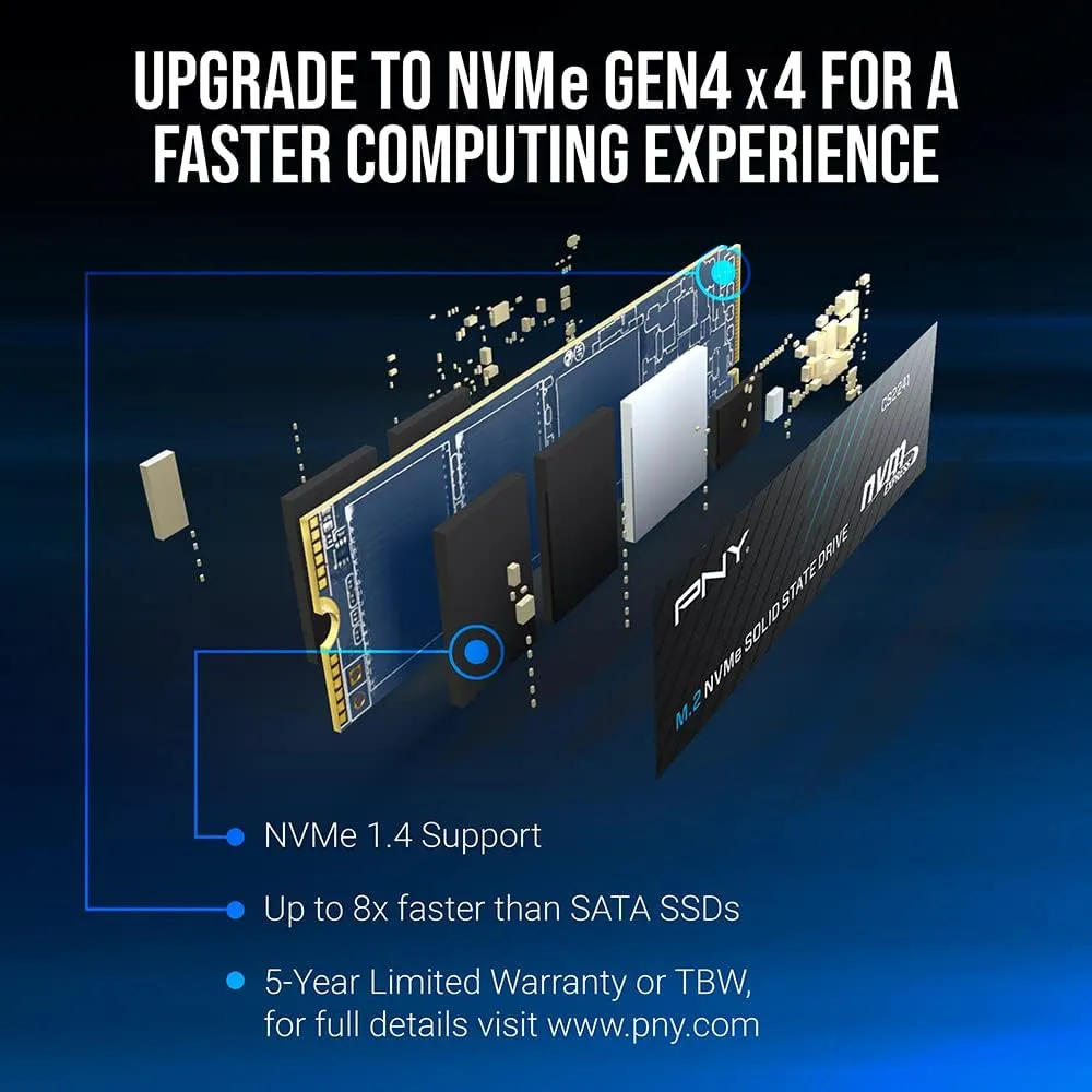 PNY CS2241 4TB M.2 NVMe Gen4 x4 Internal Solid State Drive (SSD) - M280CS2241-4TB-RB