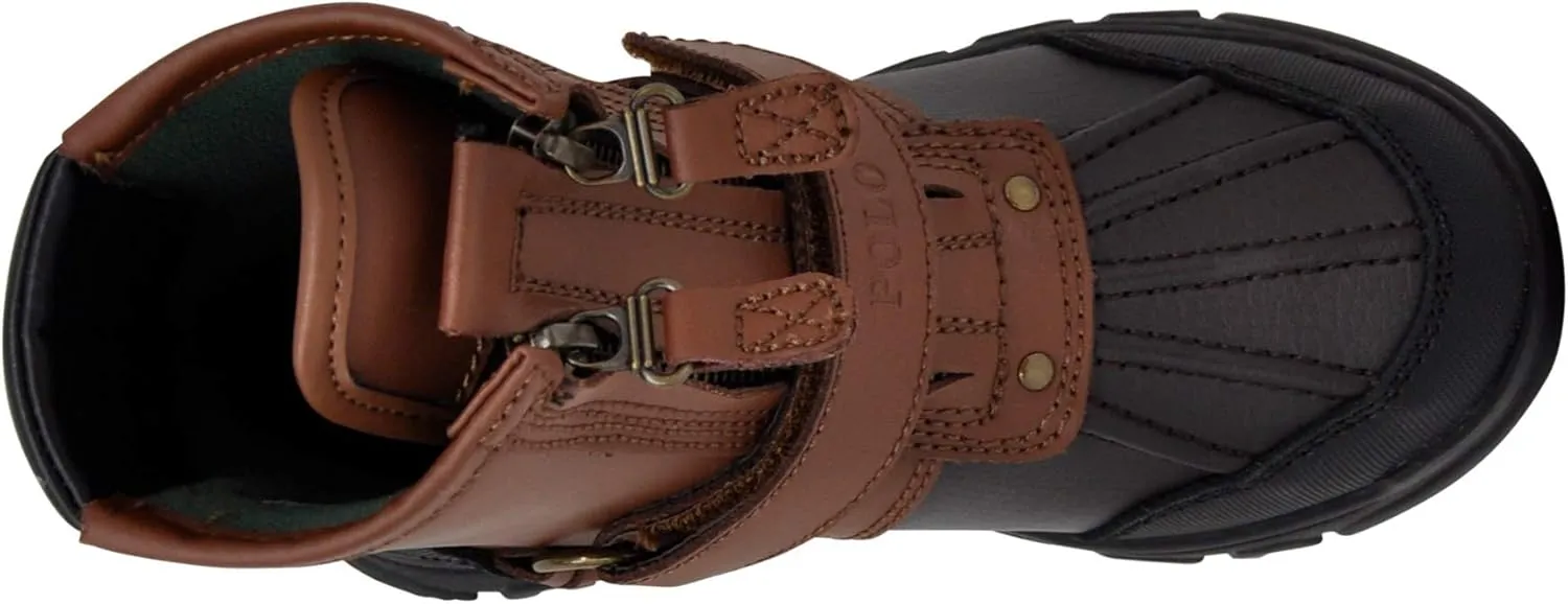 POLO RALPH LAUREN Boy's Conquered Hi Boot, Chocolate/Tan Leather Combat