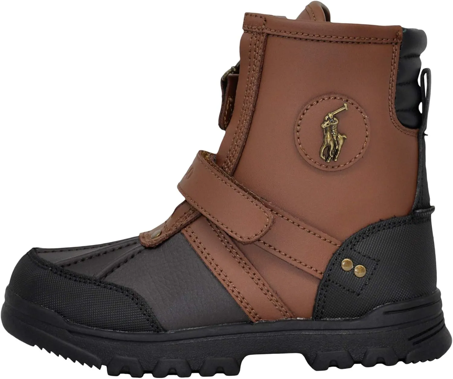 POLO RALPH LAUREN Boy's Conquered Hi Boot, Chocolate/Tan Leather Combat