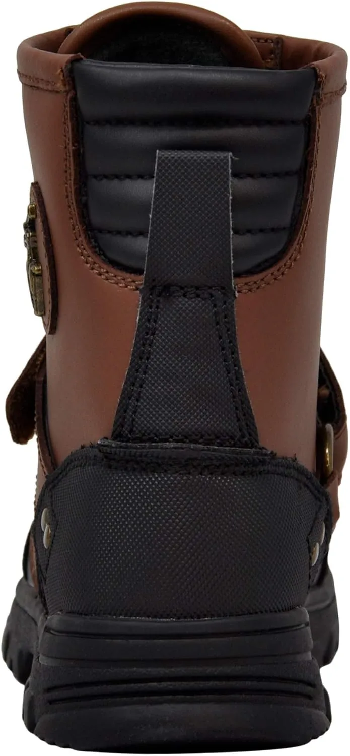 POLO RALPH LAUREN Boy's Conquered Hi Boot, Chocolate/Tan Leather Combat