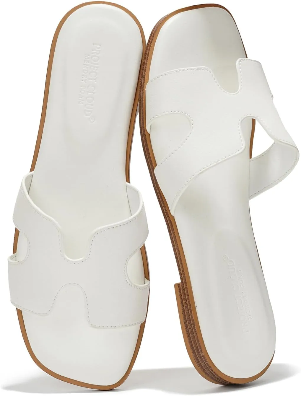 Project Cloud Genuine Leather Summer Sandals for Women 2025 - Fashion Flat Womens Sandals with Memory Foam Insole Slides Sandals Women Footwear - Mules Women's Sandals (Jannel)