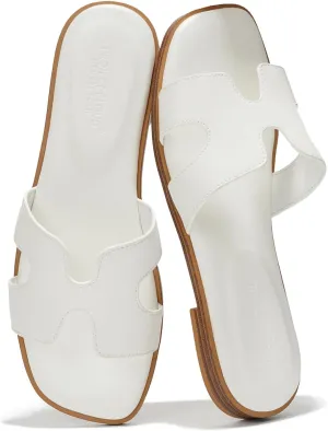 Project Cloud Genuine Leather Summer Sandals for Women 2025 - Fashion Flat Womens Sandals with Memory Foam Insole Slides Sandals Women Footwear - Mules Women's Sandals (Jannel)