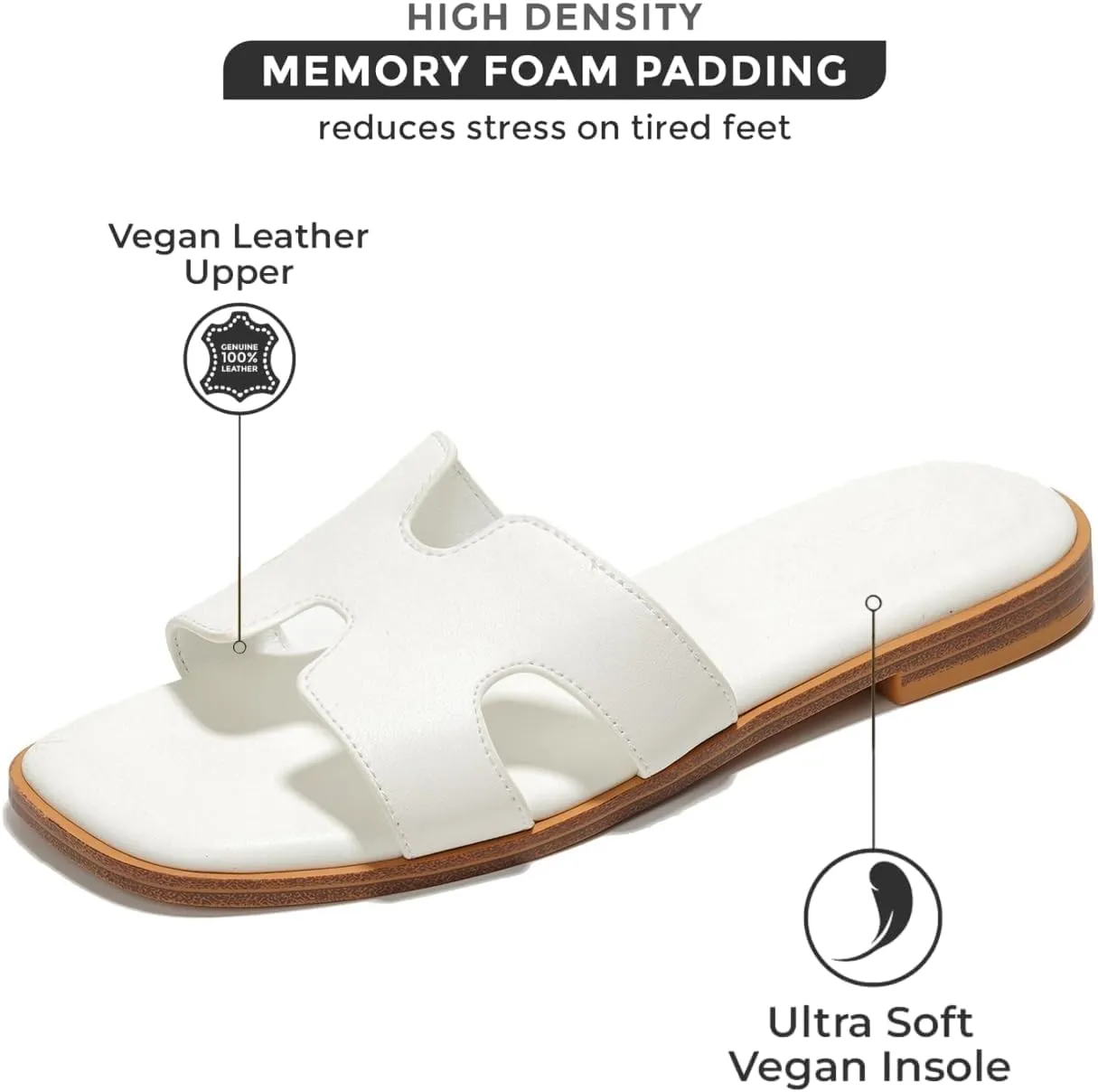 Project Cloud Genuine Leather Summer Sandals for Women 2025 - Fashion Flat Womens Sandals with Memory Foam Insole Slides Sandals Women Footwear - Mules Women's Sandals (Jannel)