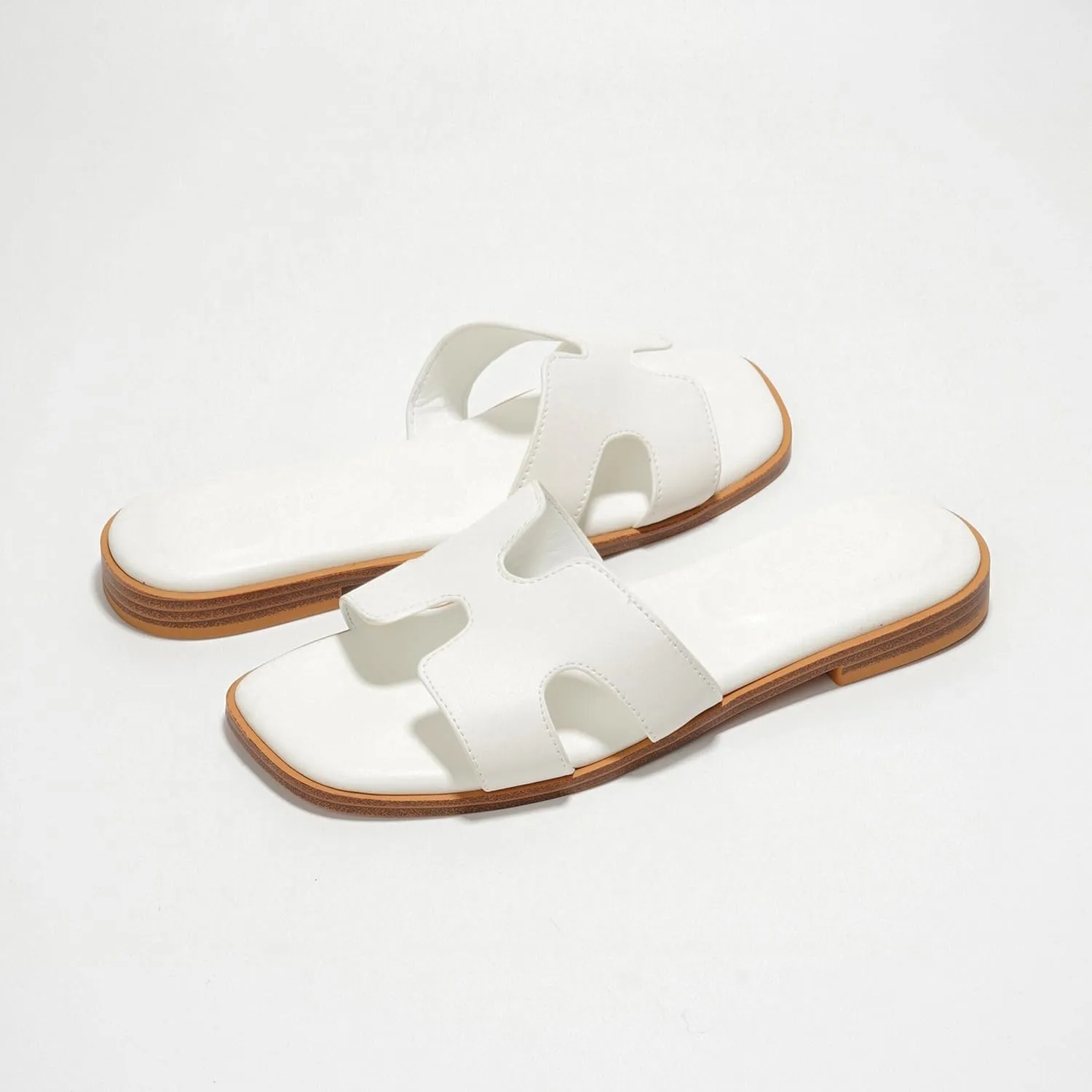 Project Cloud Genuine Leather Summer Sandals for Women 2025 - Fashion Flat Womens Sandals with Memory Foam Insole Slides Sandals Women Footwear - Mules Women's Sandals (Jannel)