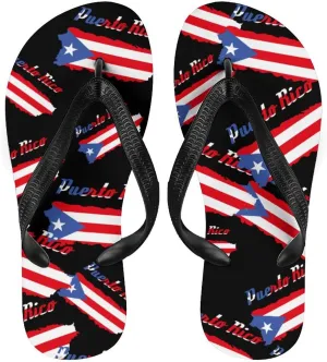 Puerto Rico Flag Map Slim Flip Flops for Women Men Casual Non-Slip Sandals Beach Flip Flop Shower Slippers