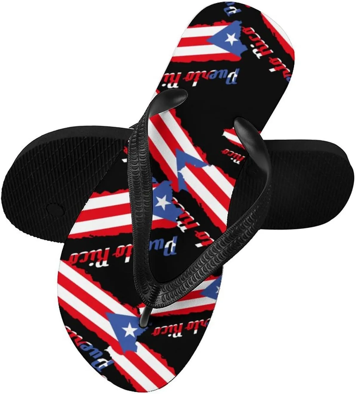 Puerto Rico Flag Map Slim Flip Flops for Women Men Casual Non-Slip Sandals Beach Flip Flop Shower Slippers