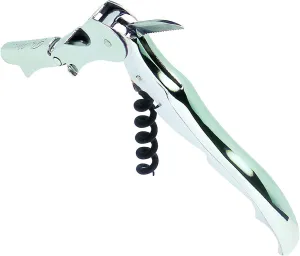 Pulltap's Pulltex Premium Double-Hinged Waiters Corkscrew, Wine Opener and Foil Cutter, Beer Bottle Opener, Chrome