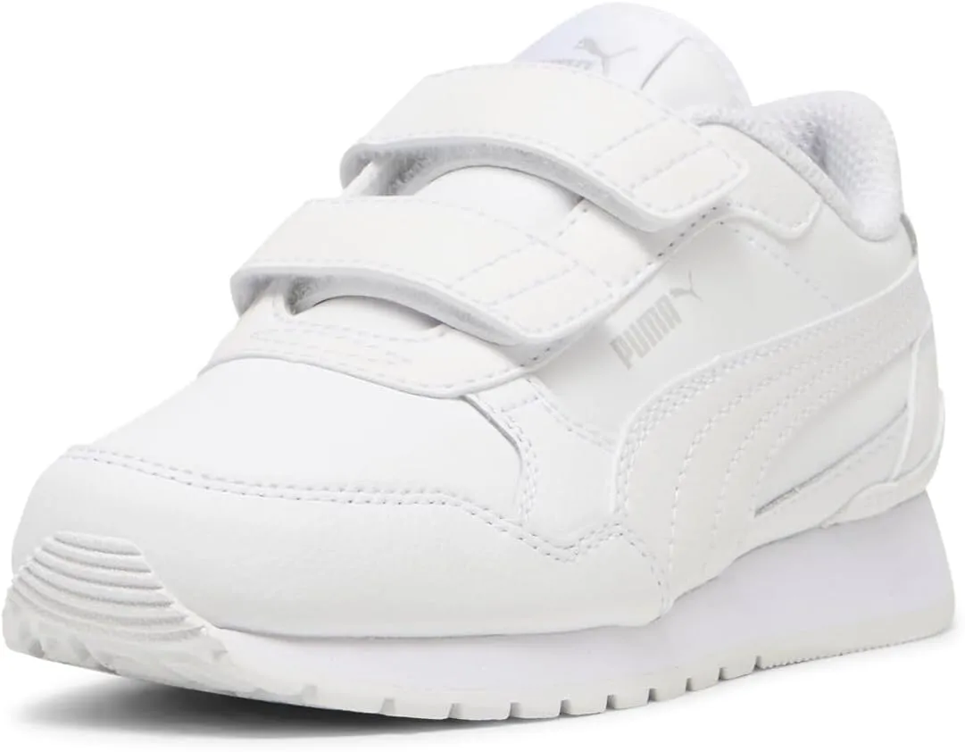 PUMA ST Runner Hook and Loop Sneaker, White-Cool Light Gray, 1 US Unisex Little Kid