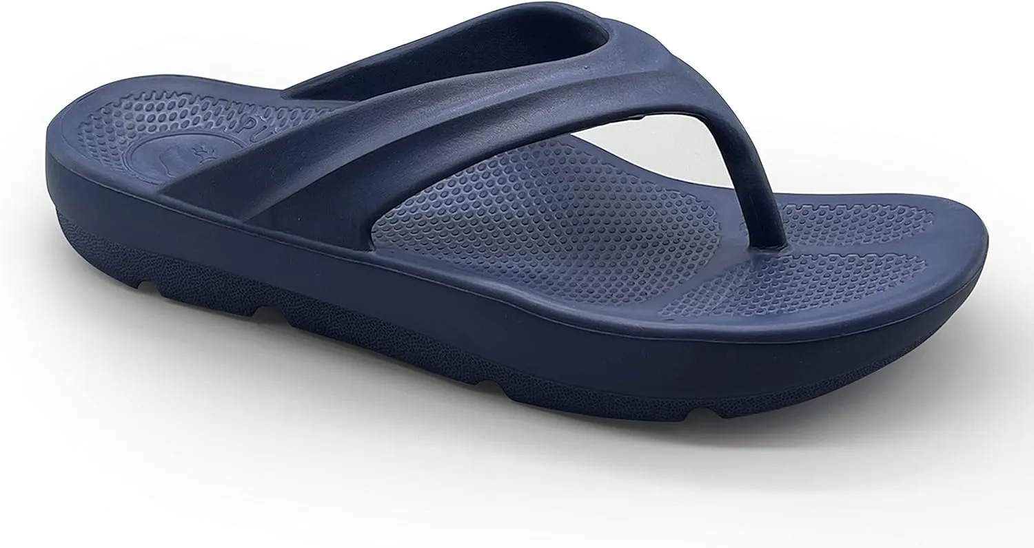 Pure Stride Therapeutic Flip Flops, Orthotic Thong Sandals for Plantar Fasciitis, Metatarsal and Heel Spurs, Feet Pain Relief and Arch Support - Navy, Men’s Size 10/Women’s Size 11