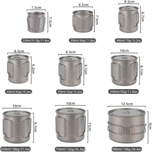 Pure Titanium Cup, Portable Mug Suitable For Outdoor Camping, Cycling, Fishing, Etc.(420ML)