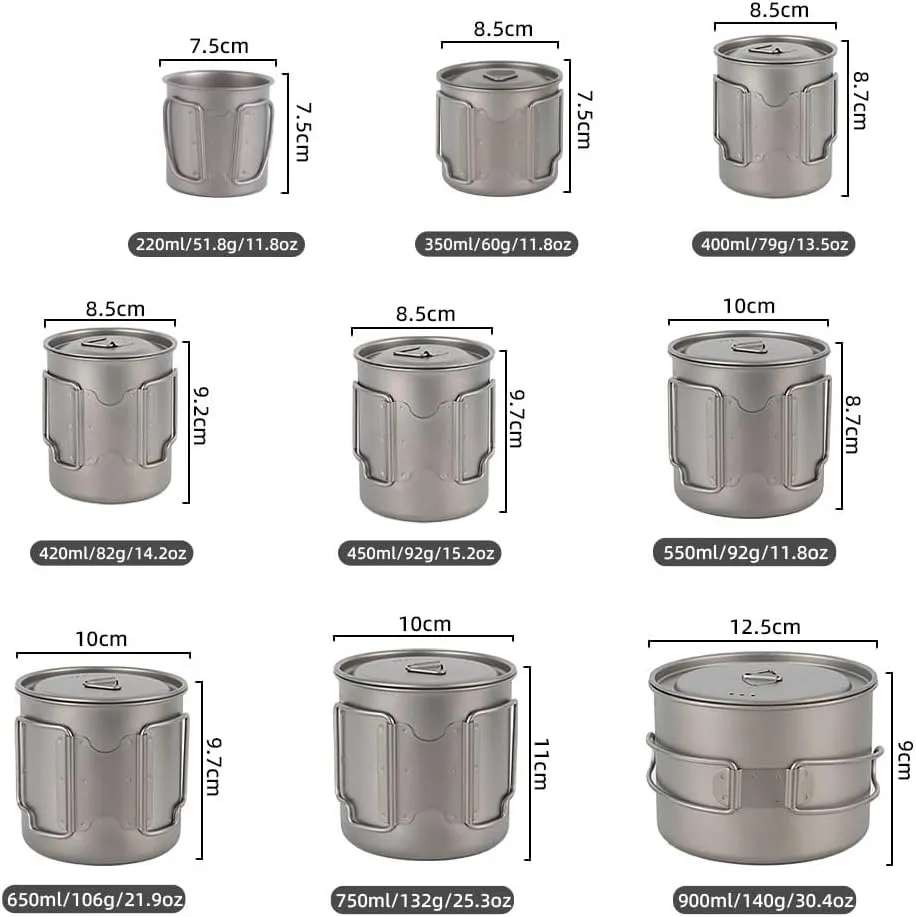 Pure Titanium Cup, Portable Mug Suitable For Outdoor Camping, Cycling, Fishing, Etc.(420ML)