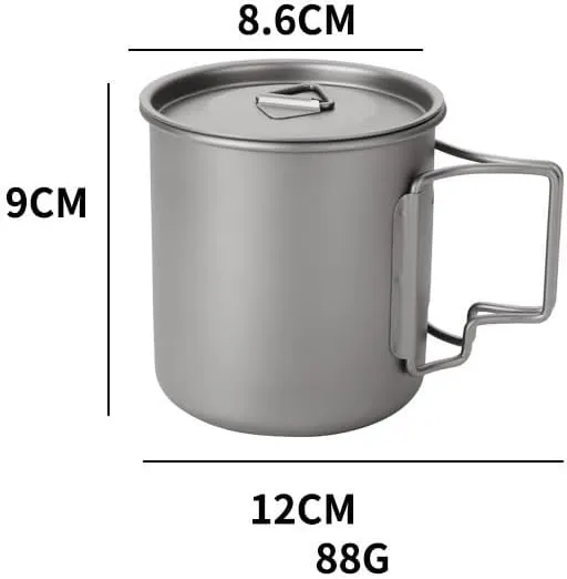 Pure Titanium Mug Outdoor Camping Foldable Coffee Mug(420ML)