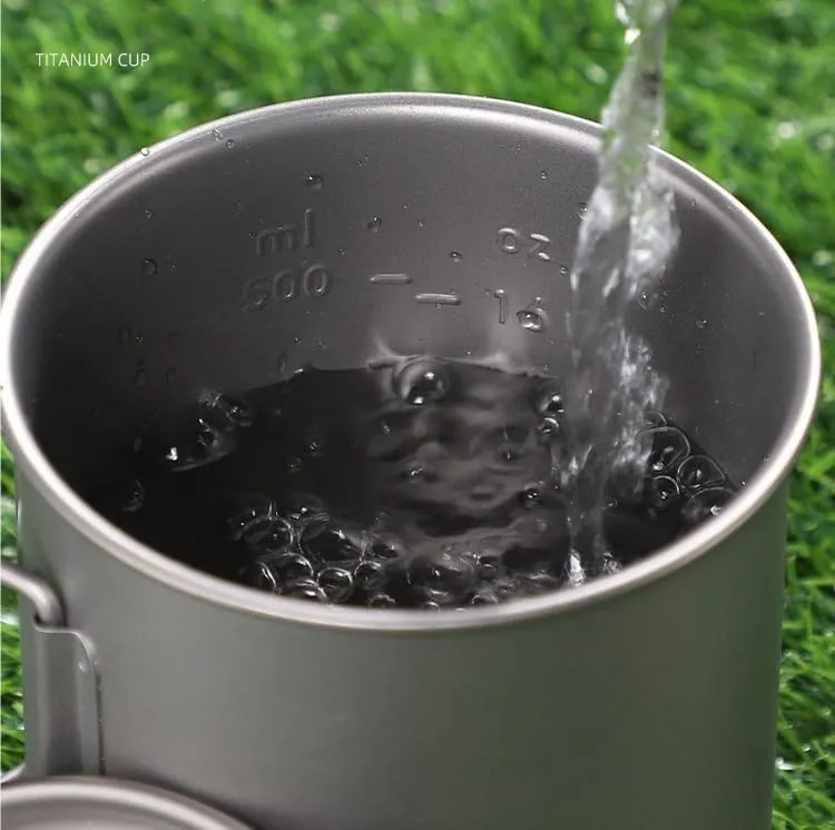 Pure Titanium Water Cup, Foldable Portable Coffee Mug With Lid Suitable For Outdoor Camping Or Home Use(750ml)