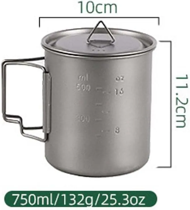 Pure Titanium Water Cup, Foldable Portable Coffee Mug With Lid Suitable For Outdoor Camping Or Home Use(750ml)