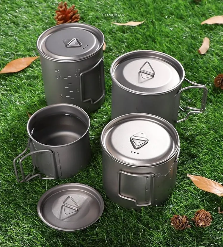 Pure Titanium Water Cup, Foldable Portable Coffee Mug With Lid Suitable For Outdoor Camping Or Home Use(750ml)